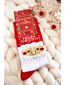 Kesi Pánské vánoční bavlněné ponožky se Santa Clauses červene