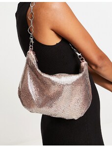 Tammy Girl chainmail shoulder bag with heart strap in pink