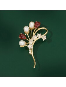 Éternelle Luxusní brož s perlou a zirkony Alescia - sladkovodní perla