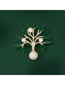 Éternelle Luxusní brož s perlou a zirkony Strom života