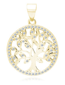 Klenoty Amber Luxusní stříbrný přívěsek strom života zlacený
