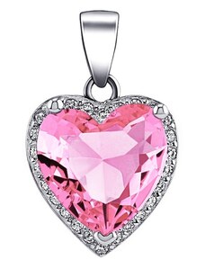 Silvego Stříbrný přívěsek s růžovým kamenem ve tvaru srdce s Brilliance Zirconia LPS0629PP