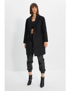 Trendyol černý oversize oversize kabát s knoflíky Trendyol Black