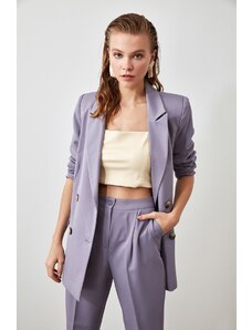 Trendyol Blue Oversize Woven Lined Double Breasted Closure Blazer Jacket