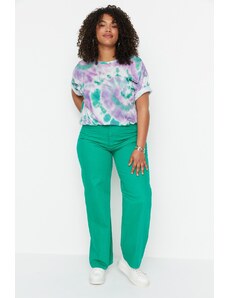 Trendyol Curve Zelené kalhoty s vysokým pasem a širokými nohavicemi 90. let