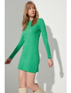 Trendyol zelené pletené šaty s detailem lemu