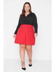 Trendyol Curve Red Pleated Mini Woven Skirt