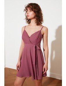 Trendyol fialové drobné šaty s páskem