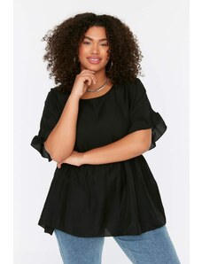 Trendyol Curve Black Knitted Ruffle Blouse