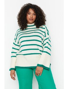Trendyol Curve Green Striped Knitwear Sweater
