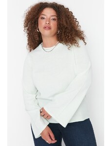 Trendyol Curve Light Mint španělský pletený svetr s rukávem