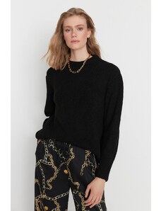 Trendyol Black Wide Fit Soft Textured Basic Knitwear Sweater