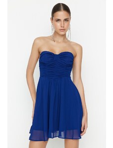 Trendyol Námořnický modrý límeček Detailní večerní šaty