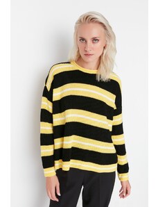 Trendyol Černý klobásový límec Oversized pletený svetr