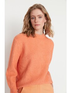 Trendyol Salmon Oversize měkký texturovaný základní pletený svetr