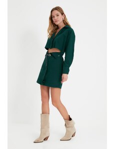 Trendyol Green Belted Cut Out Detailed Woven Dress