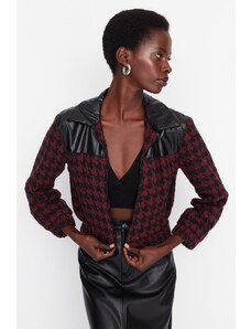 Trendyol Plum Weave Faux Leather Detailní bunda na zip