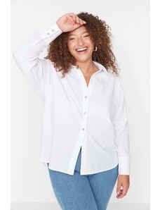 Trendyol Curve White Button Detailed Loose Woven Shirt