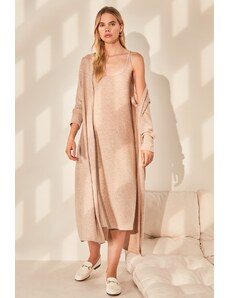 Trendyol Beige, soft, knitted 2-piece suit, knitted house dress