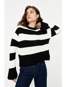Trendyol černý pruhovaný pletený svetr