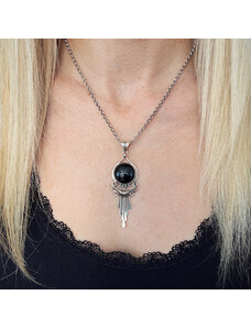 Estemia Stříbrný náhrdelník s přívěskem z onyxu - Ag925