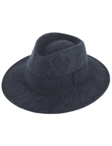 Fiebig Zimní plstěný klobouk - modrý melanž s hedvábnou stuhou