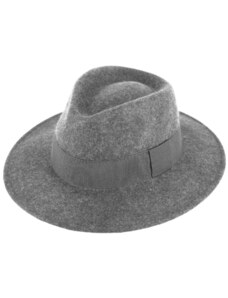 Fiebig Zimní plstěný klobouk - šedý melanž s hedvábnou stuhou