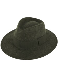 Fiebig Zimní myslivecký plstěný klobouk - zelený melanž s hedvábnou stuhou