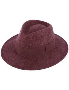Fiebig Zimní plstěný klobouk - bordó melanž s hedvábnou stuhou