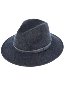 Fiebig Zimní plstěný klobouk - modrý melanž s koženým páskem