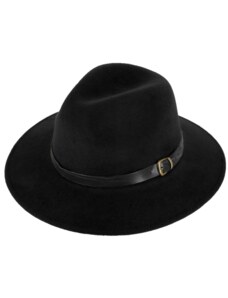 Cestovní černý nepromokavý, nemačkavý klobouk vlněný od Fiebig - Indiana Jones
