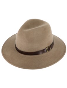 Cestovní béžový nepromokavý, nemačkavý klobouk vlněný od Fiebig - Indiana Jones