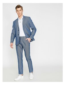 Koton Men's Blue Normal Waist Slim Fit Pocket Detailed Trousers