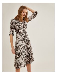 Koton Women's Brown Leopard Patterned Dress