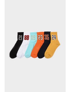 Trendyol Multicolored 6 Pack Cotton Number Patterned College-Tennis-Medium Size Socks