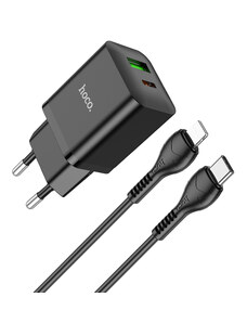 Rychlá nabíječka do sítě pro iPhone a iPad - Hoco, N28 Founder PD20W/QC3.0 Black + Lightning kabel