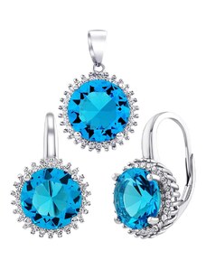 Silvego Stříbrný set šperků ANDROMEDA se světle modrými Brilliance Zirconia - náušnice a přívěsek LPS1326AQ