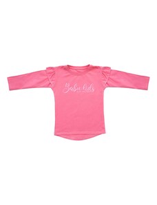 Babu Dívčí růžové tričko s dlouhým rukávem a volánky