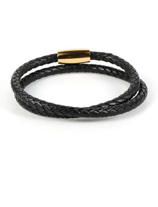 Bbrace - leather bracelet black on gold