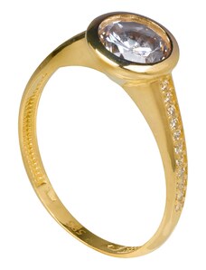 Dámský prsten ze Zlata zdobený Zirkony Planet Shop