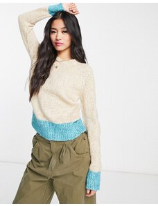 Only jumper in cream with blue stripe-White