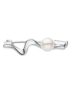 4U Stříbrná brož s přírodní bílou perlou