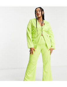 Extro & Vert Plus fitted blazer in chartreuse co-ord-Green