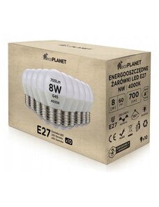 ecoPLANET 10x LED žárovka E27 - G45 - 8W - 700lm - neutrální bílá