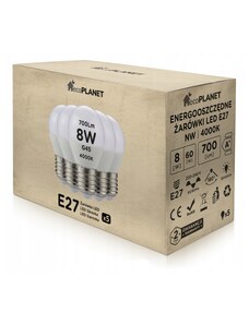 ecoPLANET 5x LED žárovka E27 - G45 - 8W - 700lm - neutrální bílá
