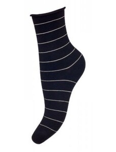 Milena 0200 proužky netlakové 37-41 Dámské ponožky 37-41 tmavě modrá-ecru