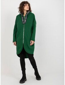 Fashionhunters Dámská dlouhá mikina na zip s kapucí - zelená