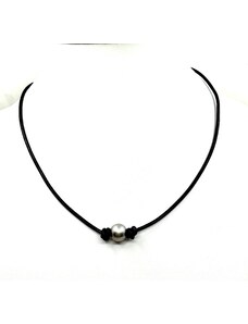 Kožený náhrdelník s tahitskou perlou