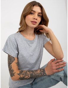 Fashionhunters Basic šedé melanžové tričko z bavlny