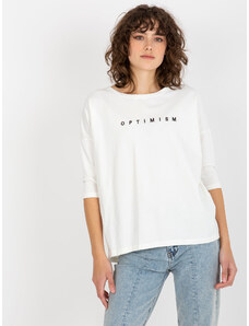 Fashionhunters Dámské bavlněné tričko s nápisem Agatta - ecru